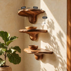 Bulb Stem Corner Mushroom Shelves, Chunky Live Edge Solid Wood Floating Corner Shelves for Entryway