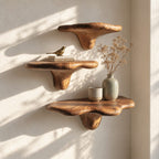 Pillow Top Mushroom Floating Shelves, Smooth Rounded Solid Wood Wall Shelves for Bedroom and Reading Nook