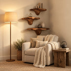 Pillow Top Mushroom Floating Shelves, Smooth Rounded Solid Wood Wall Shelves for Bedroom and Reading Nook
