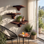 Pillow Top Mushroom Floating Shelves, Smooth Rounded Solid Wood Wall Shelves for Bedroom and Reading Nook