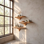 Rippled Contour Mushroom Shelf, Layered Grain Solid Wood Floating Wall Shelf for Bedroom and Window Nook