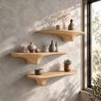 Sweeping Drip Bracket Floating Shelf, Slim Organic Solid Wood Mushroom Wall Shelf for Home Office