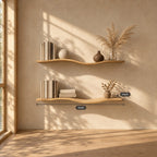 Wavy Wall Shelf, Long Slim Solid Wood Floating Shelf with Gentle Curve for Bedroom or Living Room