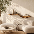 Flowing Wave Floating Shelf, Sculpted Solid Wood Wall Shelf with Driftwood Style Curve for Living Room