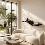 Flowing Wave Floating Shelf, Sculpted Solid Wood Wall Shelf with Driftwood Style Curve for Living Room