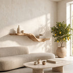 Flowing Wave Floating Shelf, Sculpted Solid Wood Wall Shelf with Driftwood Style Curve for Living Room