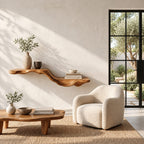 Flowing Wave Floating Shelf, Sculpted Solid Wood Wall Shelf with Driftwood Style Curve for Living Room