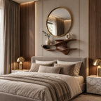Sculpted Floating Nightstand Shelf, Two Tier Organic Solid Wood Wall Shelf with Open Cubby for Bedroom