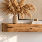 Cracked Beam Fireplace Mantel Shelf, Rustic Solid Wood Floating Mantel with Natural Checks and Knots
