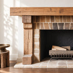 Post and Beam Mantel Surround, Rustic Solid Wood Fireplace Mantel with Two Timber Legs