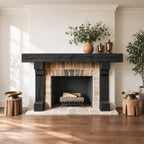 Post and Beam Mantel Surround, Rustic Solid Wood Fireplace Mantel with Two Timber Legs
