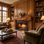 Deep Wave Carved Fireplace Mantel Shelf, Floating Solid Wood Mantel Beam with Flowing Swells