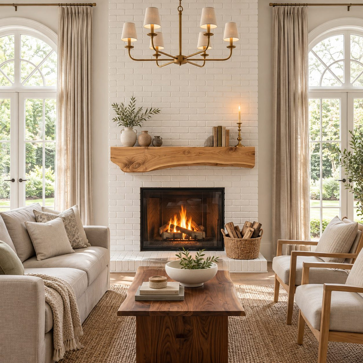 Wavy Underside Live Edge Mantel, 10 Inch Thick Solid Wood Floating Fireplace Shelf for Living Room