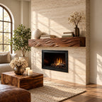 Wind Swept Grain Mantel Shelf, Fine Line Carved Solid Wood Floating Fireplace Beam for Living Room