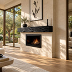 Wind Swept Grain Mantel Shelf, Fine Line Carved Solid Wood Floating Fireplace Beam for Living Room