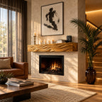 Wind Swept Grain Mantel Shelf, Fine Line Carved Solid Wood Floating Fireplace Beam for Living Room