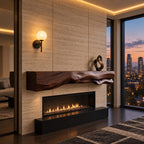 Rough Hewn Log Mantel Shelf, Floating Solid Wood Fireplace Beam with Natural Sculpted Underside