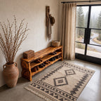 Slab End Live Edge Shoe Bench, Solid Wood Entryway Bench with Two Open Shoe Shelves
