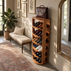 Round Front Vertical Shoe Tower, Mid Century Solid Wood Narrow Shoe Rack with Arched Cutout Sides