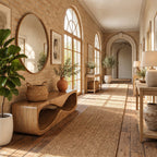 Wave Tunnel Block Bench, Sculpted Solid Wood Entryway Shoe Bench and End of Bed Bench with Open Base