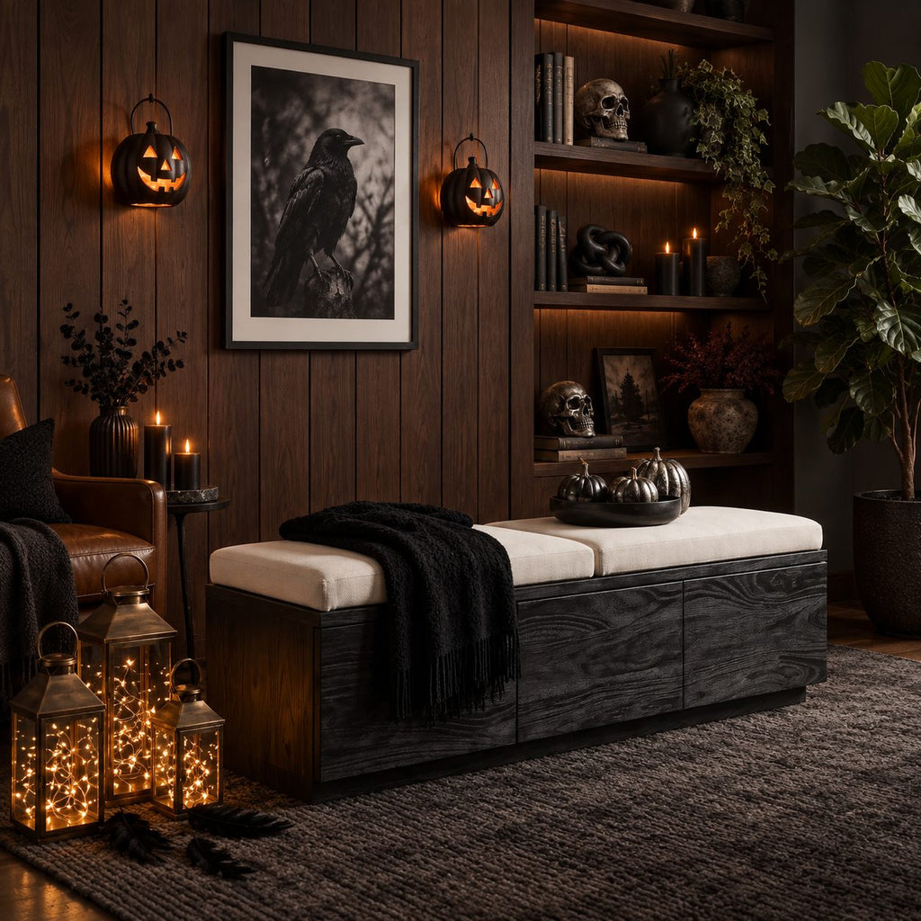 Three Drawer Box Storage Bench, Plain Solid Wood End of Bed Bench with Full Width Front Drawers
