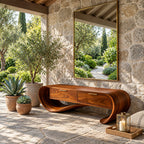 Ribbon Curve Storage Bench with Two Drawers, Sculpted Solid Wood Entryway Bench and Foyer Organizer