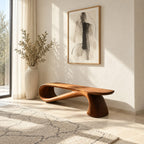 Infinity Loop Bench, Sculptural Solid Wood Ribbon Bench for End of Bed, Entryway or Hallway