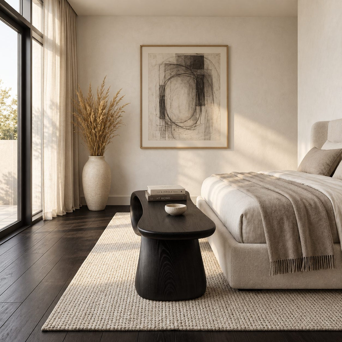 Infinity Loop Bench, Sculptural Solid Wood Ribbon Bench for End of Bed, Entryway or Hallway