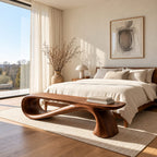 Infinity Loop Bench, Sculptural Solid Wood Ribbon Bench for End of Bed, Entryway or Hallway