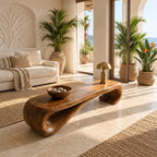 Scroll End Bench, Sculptural Solid Wood Bench with Rolled Curl Ends for Entryway, Bedroom or Hall