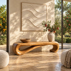 Scroll End Bench, Sculptural Solid Wood Bench with Rolled Curl Ends for Entryway, Bedroom or Hall