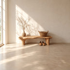 Log Leg Live Edge Bench, Rustic Natural Solid Wood Slab Bench for Entryway, Hallway or Bedroom