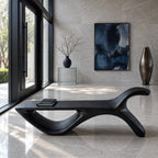 Hooked Horn End Bench, Organic Solid Wood Hallway Bench with Oval Open Base and Long Flat Seat