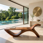 Hooked Horn End Bench, Organic Solid Wood Hallway Bench with Oval Open Base and Long Flat Seat
