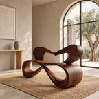 Heart Loop Ribbon Bench, Bent Solid Wood Hallway Bench with Open Heart Shaped Backrest