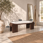 Scroll End Block Leg Bench, Modern Low Profile Solid Wood Bench for Dressing Room and Bedroom