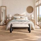 Rounded A Leg Bench, Minimalist Solid Wood Bedroom and Dressing Room Bench with Porthole Legs