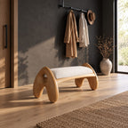Rounded A Leg Bench, Minimalist Solid Wood Bedroom and Dressing Room Bench with Porthole Legs