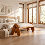 Rounded A Leg Bench, Minimalist Solid Wood Bedroom and Dressing Room Bench with Porthole Legs