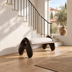 Rounded A Leg Bench, Minimalist Solid Wood Bedroom and Dressing Room Bench with Porthole Legs