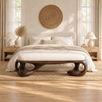 Organic Loop Frame Bench, Sculpted Solid Wood End of Bed Bench with Open Curved Base