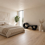 Rising Chaise Loop Bench, Sculptural Solid Wood Bench with Round Cutout Base for Bedroom or Patio