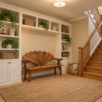 Scallop Shell Back Bench with Branch Arms, Carved Solid Wood Entryway and Hallway Bench