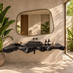 Rustic Root Burl Floating Vanity Slab With Natural Edge For Bathroom
