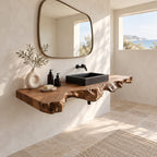 Rustic Root Burl Floating Vanity Slab With Natural Edge For Bathroom