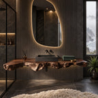 Rustic Root Burl Floating Vanity Slab With Natural Edge For Bathroom