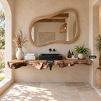 Rustic Root Burl Floating Vanity Slab With Natural Edge For Bathroom