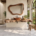 Sculptural Chunky Live Edge Floating Vanity Slab For Spa Bathroom