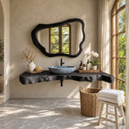 Sculptural Chunky Live Edge Floating Vanity Slab For Spa Bathroom