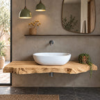Minimalist Solid Wood Floating Vanity Top With Rough Natural Edge